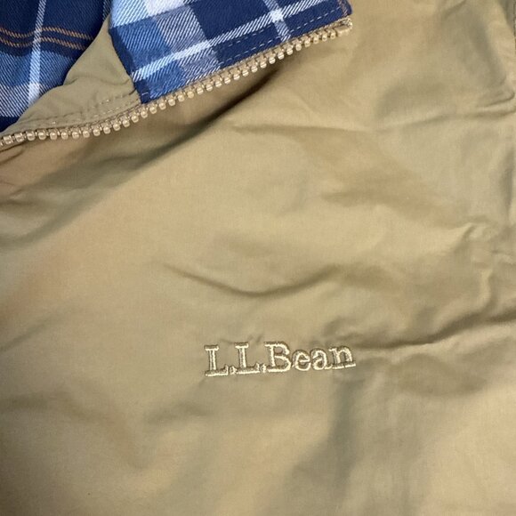 LL Bean Men's Warm-Up Jacket Flannel-Lined Nylon Full Zip Med 500395 Brown - Picture 4 of 10